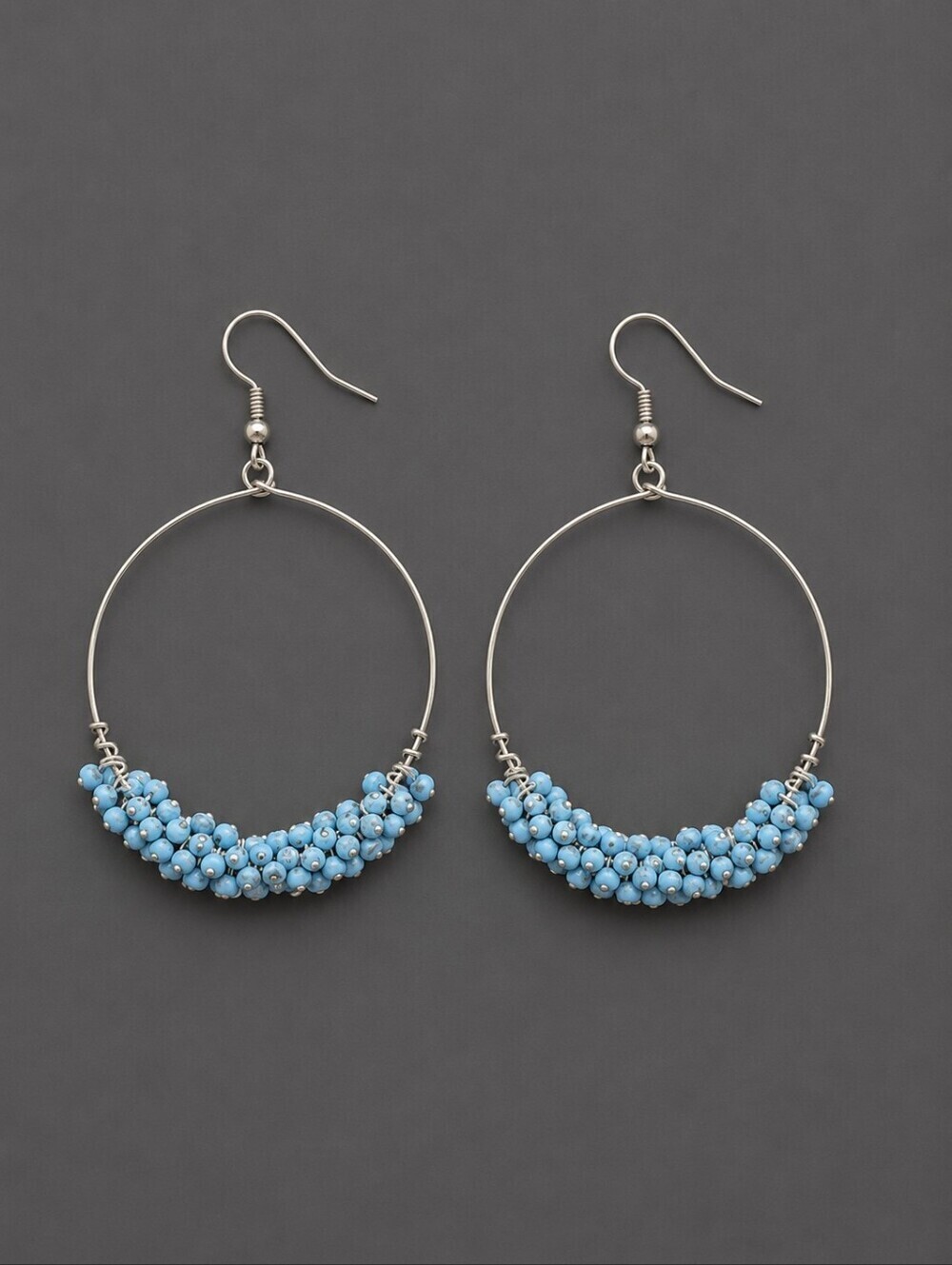 Handmade Cowboy Core Jumbo Hoop Beaded Flamenco Hoop Dangle Hook Earrings